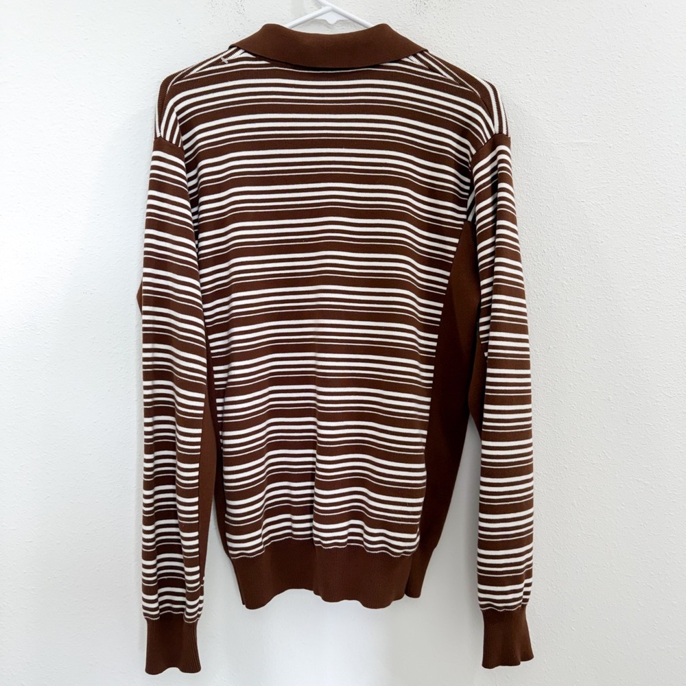 Miu Miu Striped Cotton Polo Shirt Brown Boho Preppy Retro Sweater Top 36/XS - Picture 2 of 5